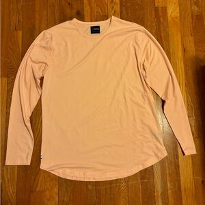 Cuts Clothing Men's Curve Hem Long Sleeve Crew Neck Signature Fit Tee Large Pink